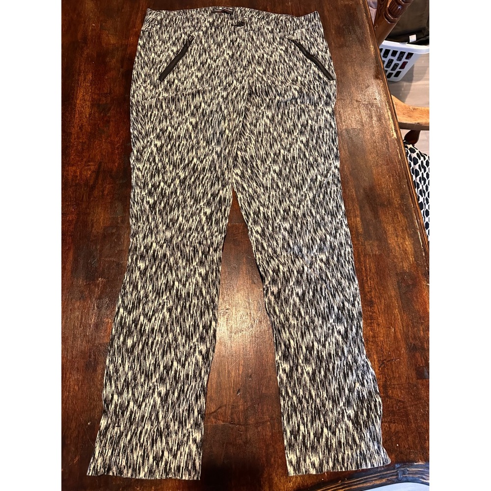 Dalia Collection Pants Womens 6 Black White Excellent Abstract Modern Fit Ikat